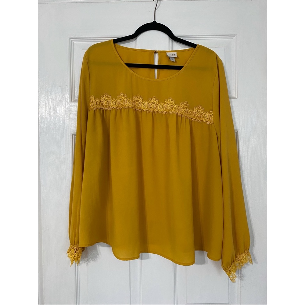 Plus Size Yellow Frill Blouse